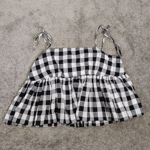 Black Tape_ Women's Plaid Gingham Cotton Baby doll Tank Top Size XL NEW